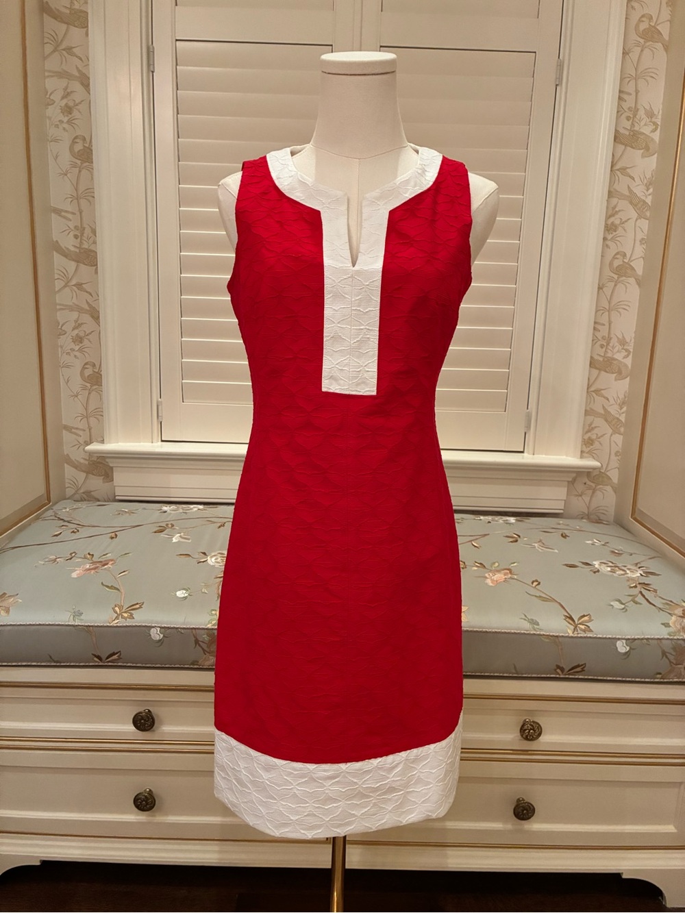 Vineyard Vines Red and White 100% Cotton Sleeveless Shift Dress